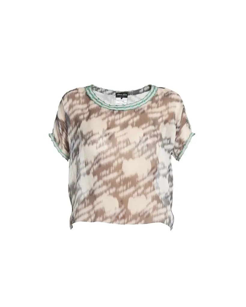 Giorgio Armani Abstract Leopard Print Sheer Blouse
