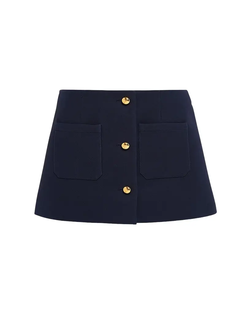 Prada Buttoned Wool Mini Skirt