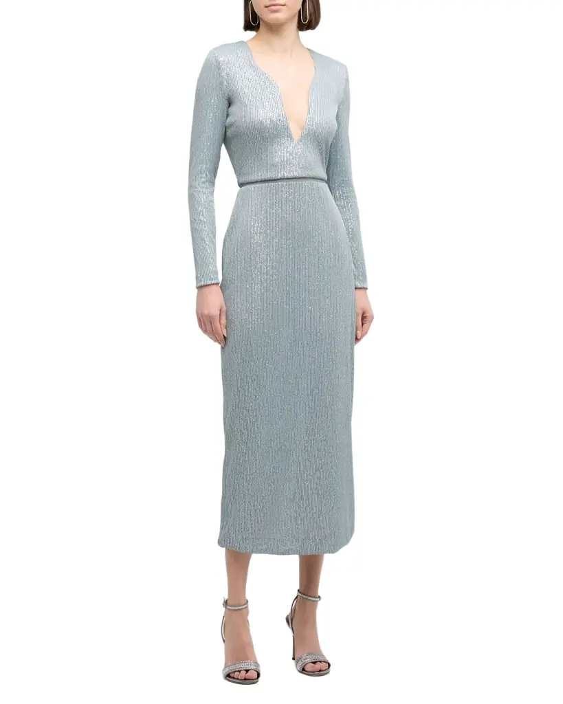 Giorgio Armani Plunging Sequined Knit Dress