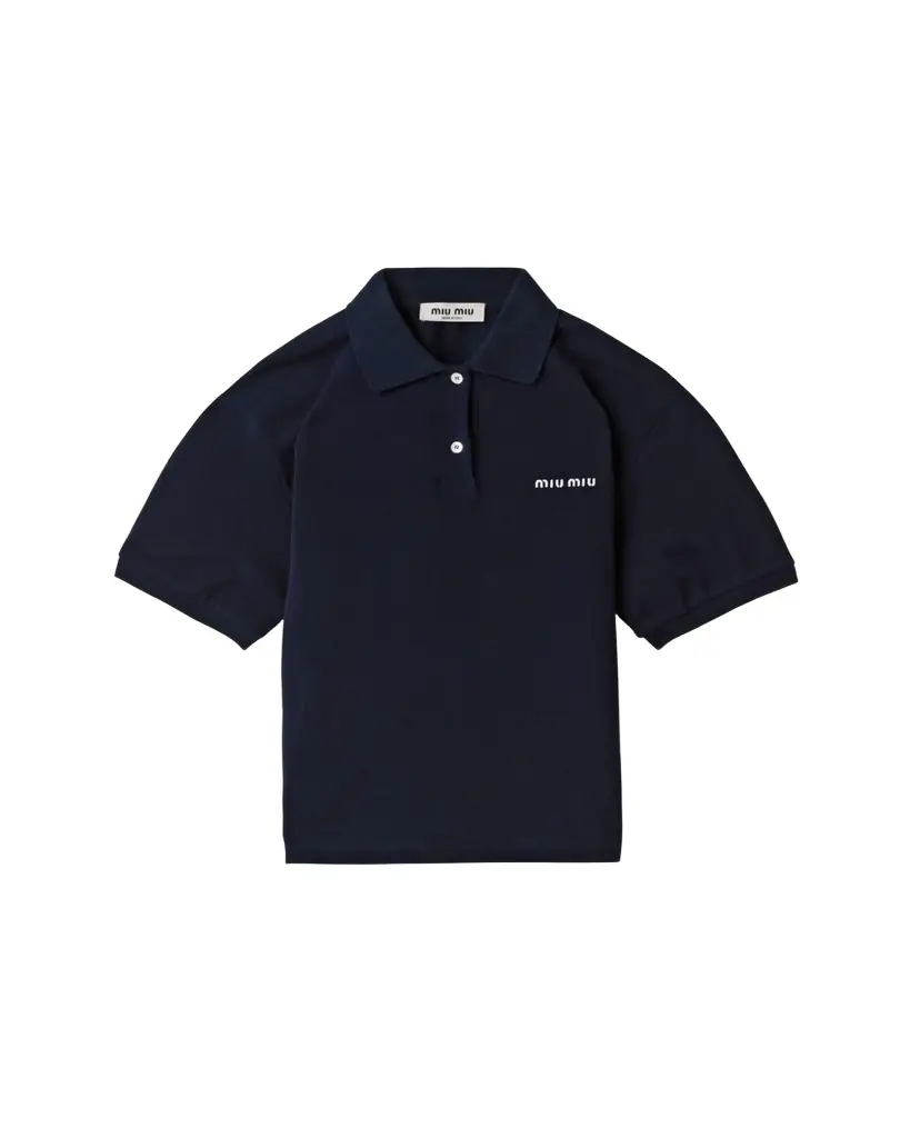 Miu Miu Logo Embroidered Cotton Polo Shirt