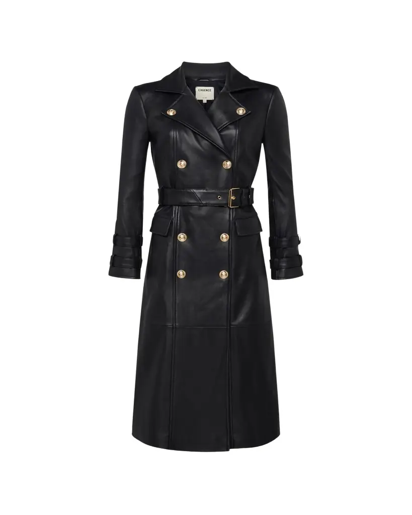 L'Agence Celina Leather Trench Coat