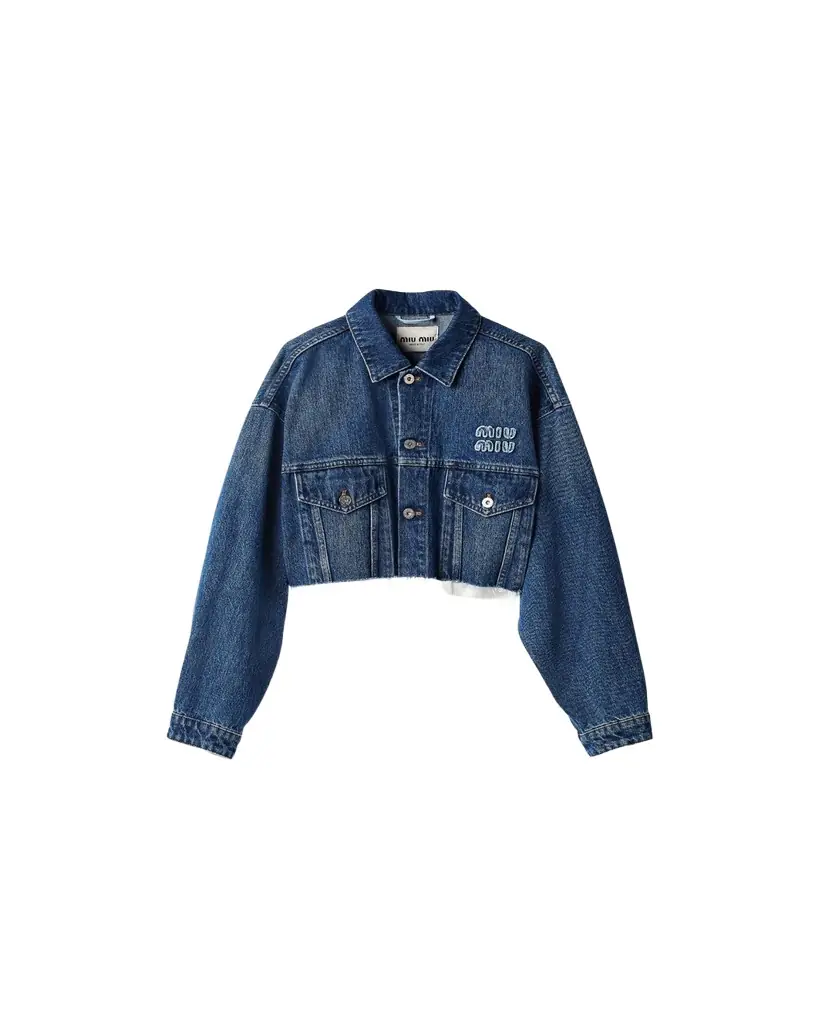 Miu Miu Logo Cropped Denim Jacket