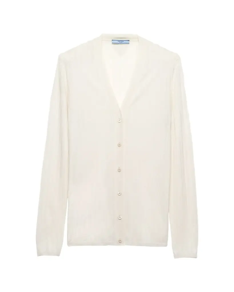 Prada V-Neck Superfine Cashmere Cardigan