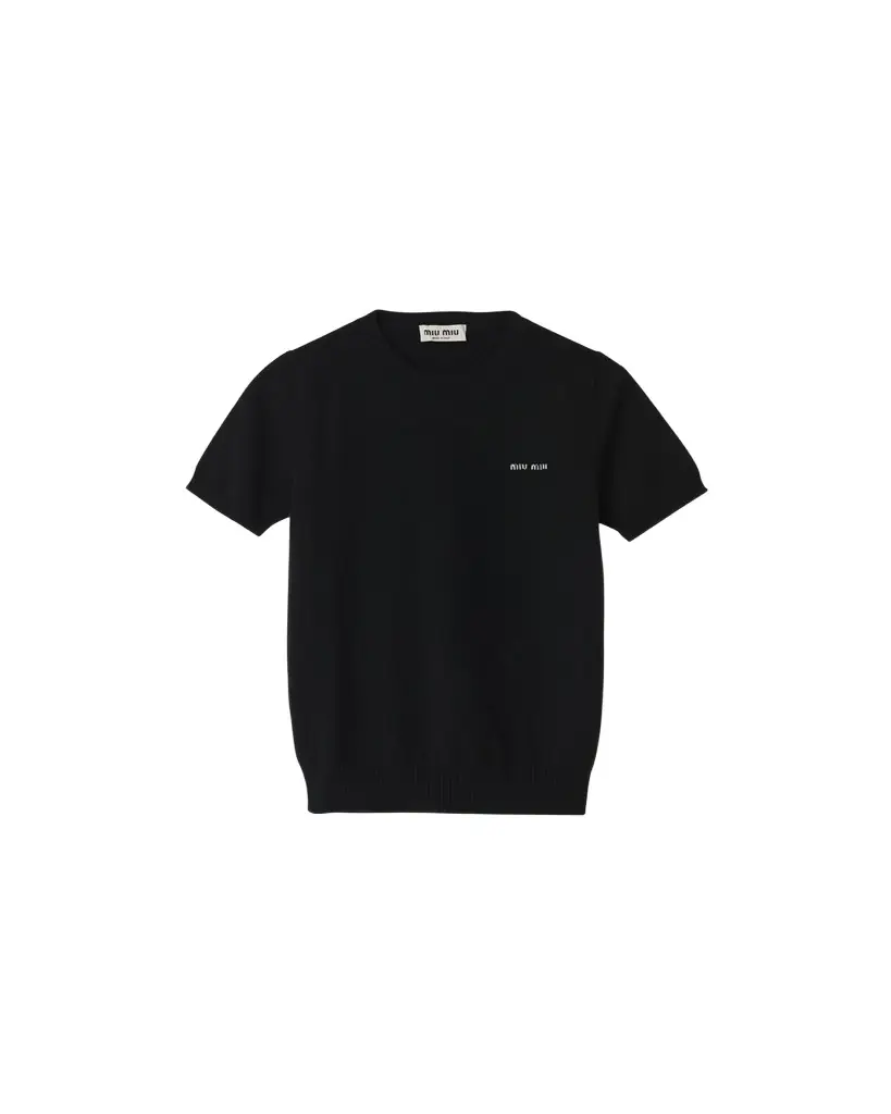 Miu Miu Short-Sleeve Cashmere Sweater