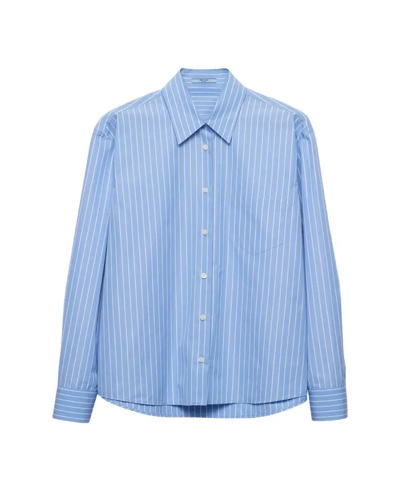 Prada Striped Cotton Poplin Button-Front Shirt