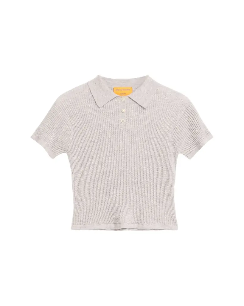 Guest in Residence Cashmere Short-Sleeve Shrunken Polo Sweater