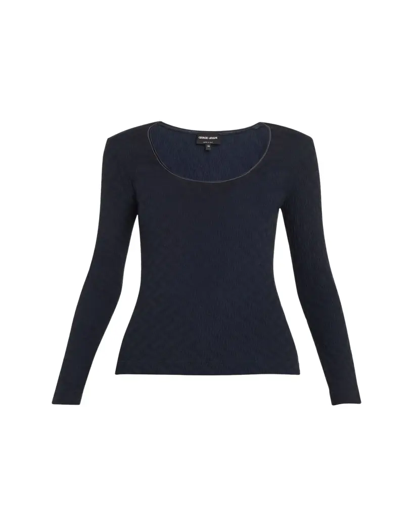 Giorgio Armani Textured Jersey Long-Sleeve Tee