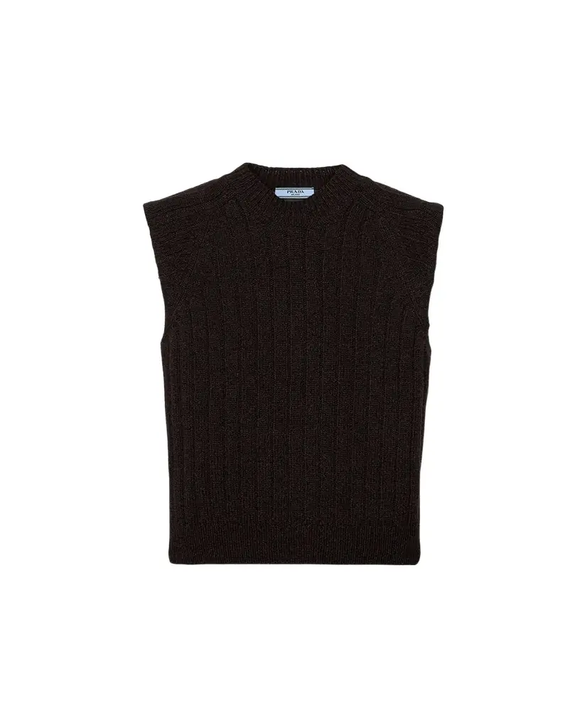 Prada Sleeveless Wool Vest with Contrast Back