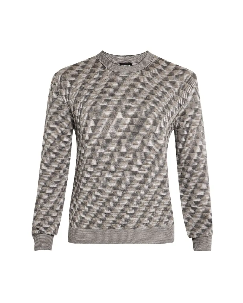 Giorgio Armani Men's Tricolor Triangle Wool Sweater