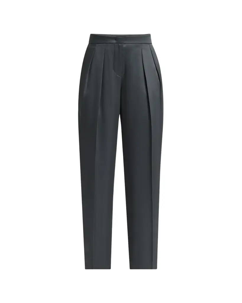 Giorgio Armani Silk Satin Pleated Straight-Leg Trousers