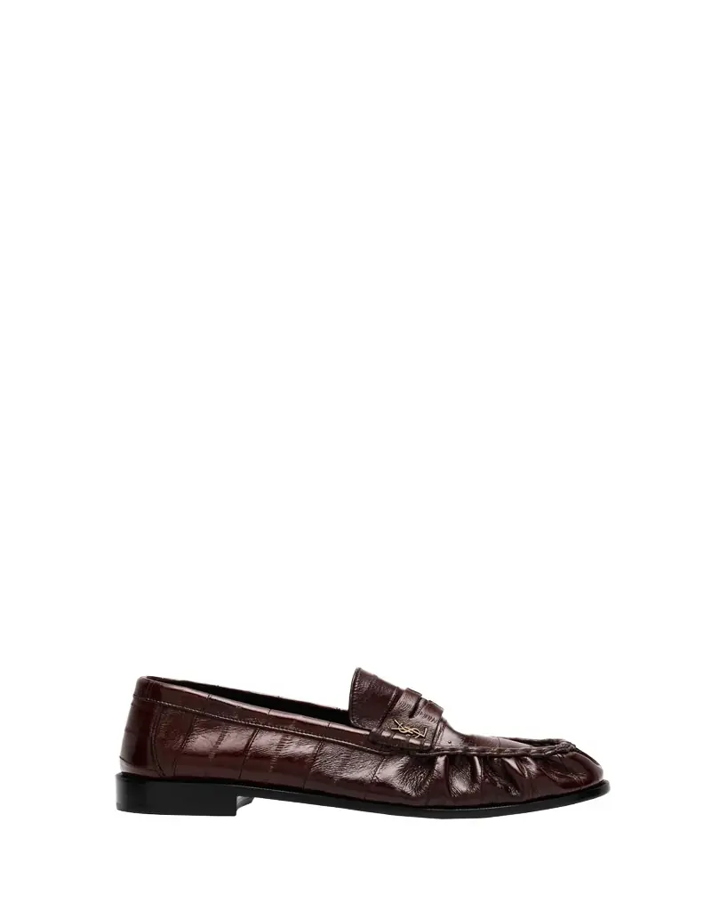 Saint Laurent Men's Eel Leather Cassandre Penny Loafers
