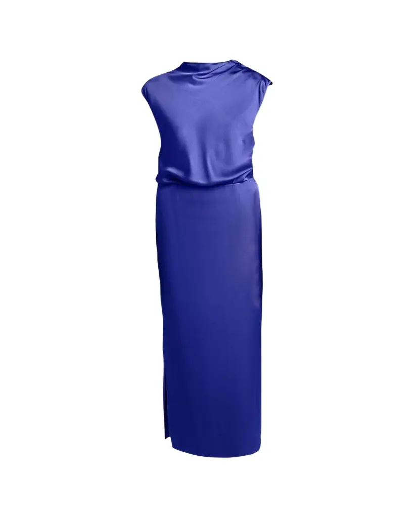 Giorgio Armani High-Neck Double Silk Satin Gown