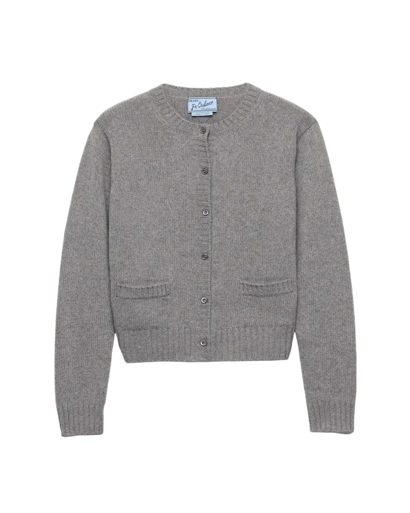 Prada Ribbed Trim Cashmere Cardigan