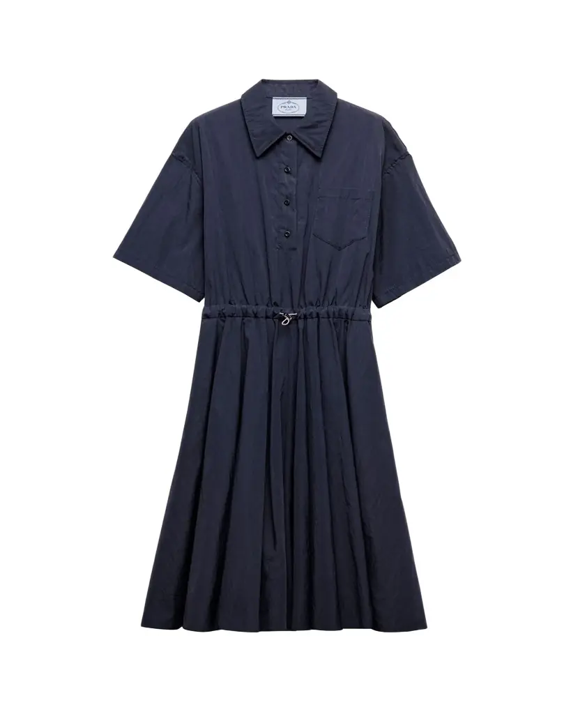 Prada Drawstring Pleated Midi Dress