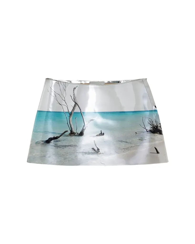 Prada Shiny Printed Leather Mini Skirt