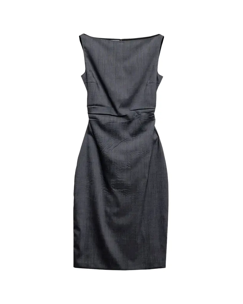 Prada Draped Boat-Neck Kid Mohair Midi Dress