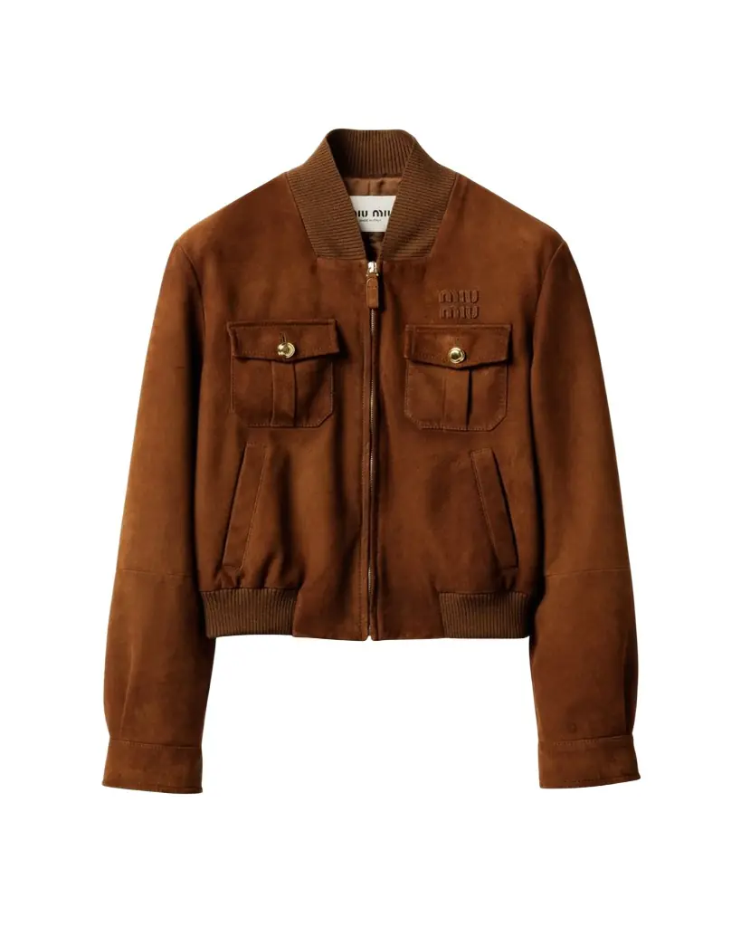 Miu Miu Suede Zip Bomber Jacket