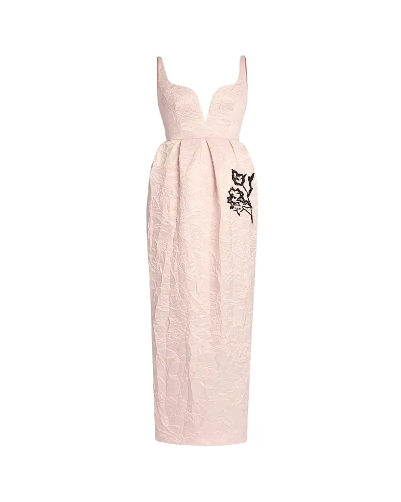 Erdem Sleeveless Beaded Crinkled Sweetheart Gown