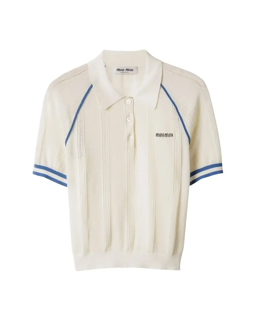 Miu Miu Cotton Piping Short-Sleeve Polo