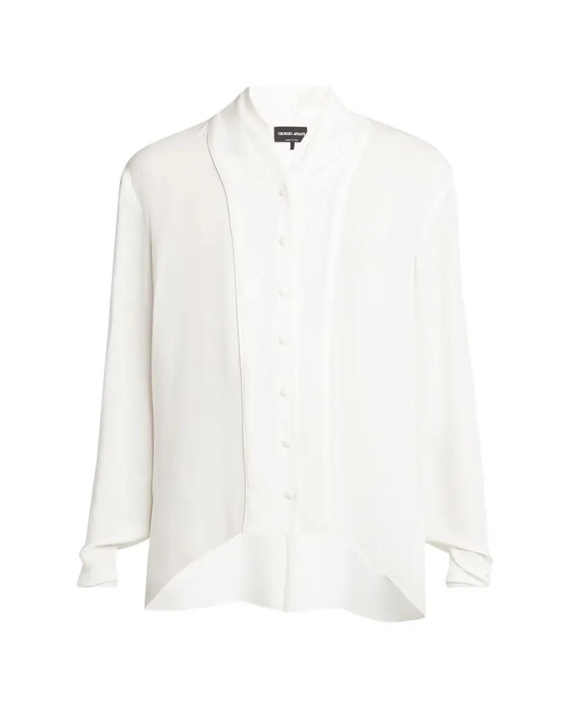 Giorgio Armani Shawl-Collar Silk Georgette Blouse