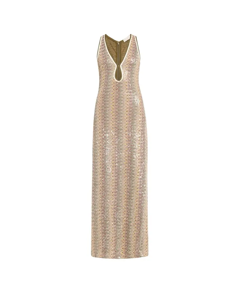 Ramy Brook Lilia Sequined Chevron Maxi Dress