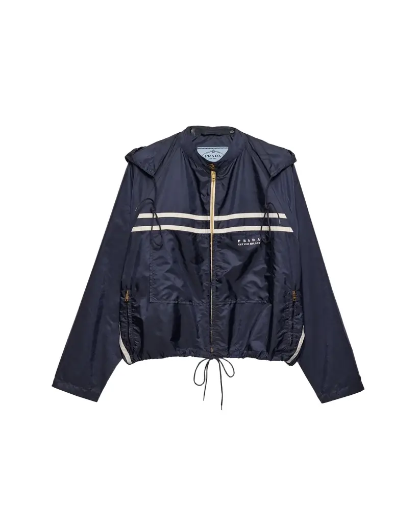 Prada Re-Nylon Stripe Hooded Jacket