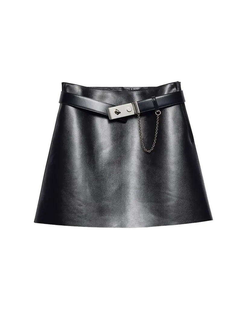 Prada Leather Belted Mini Skirt