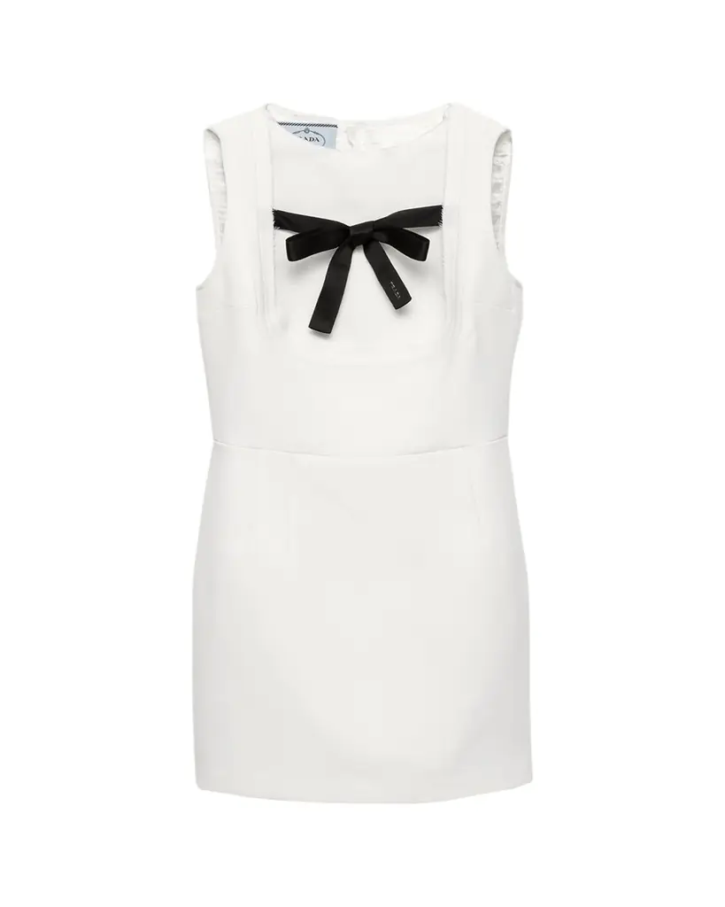 Prada Tela Natte Bow Sleeveless Mini Dress