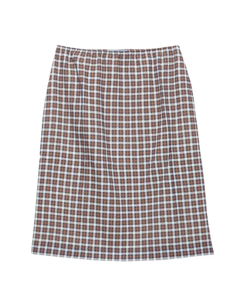 Prada Checked Stretch Georgette Midi Skirt