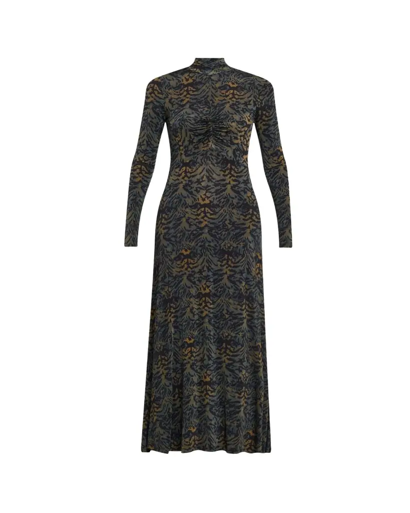 Ulla Johnson Koa Ruched Jersey Turtleneck Maxi Dress