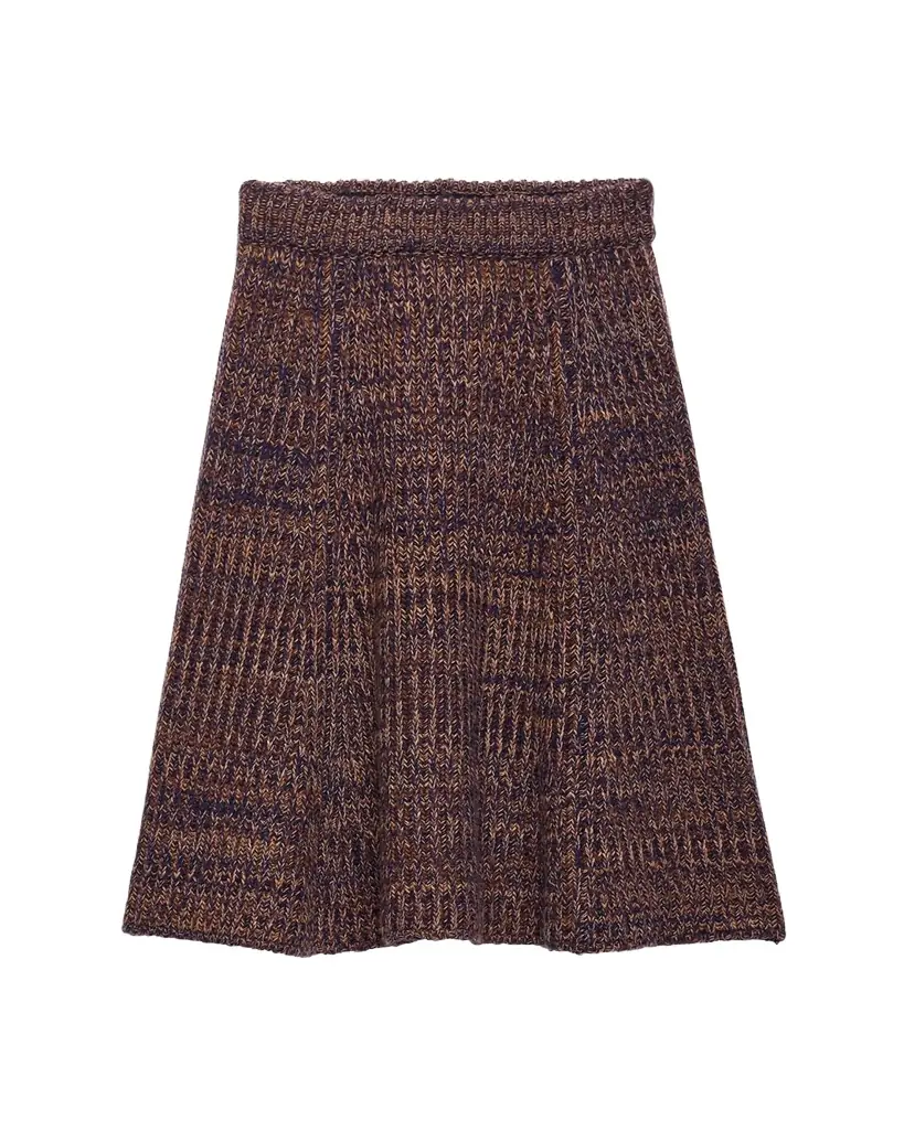 Prada Cashmere-Wool Mouline Midi Skirt