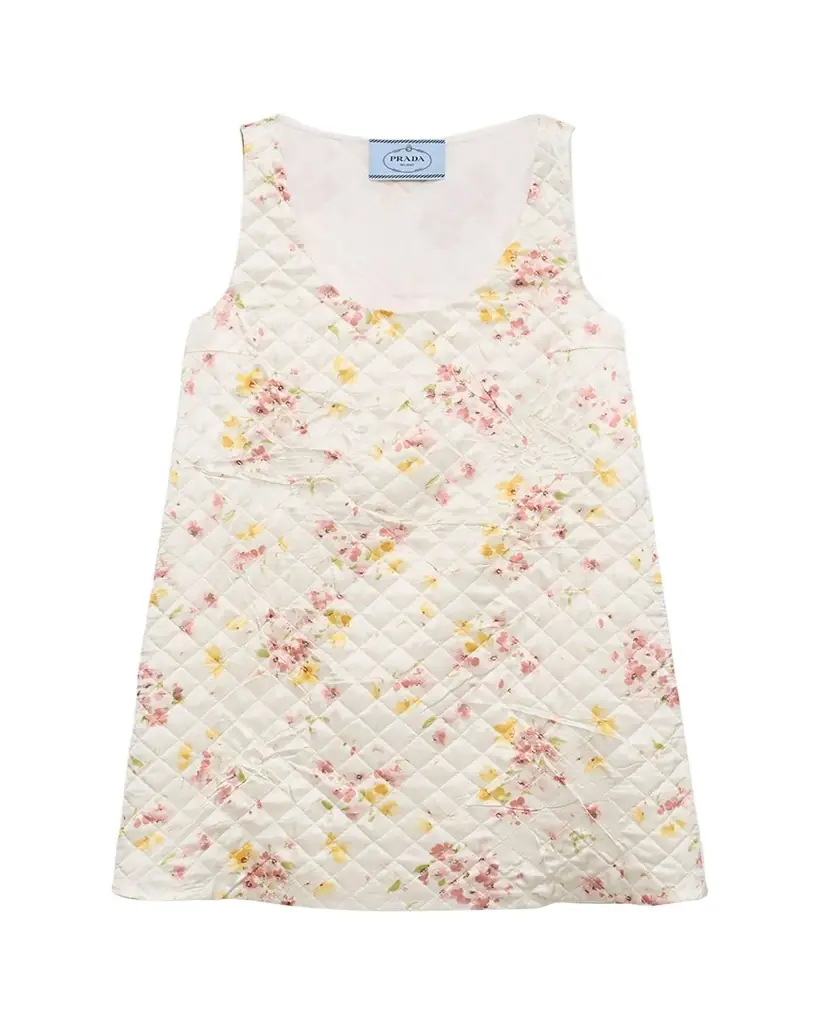 Prada Bouquet Satin Quilted Mini Dress