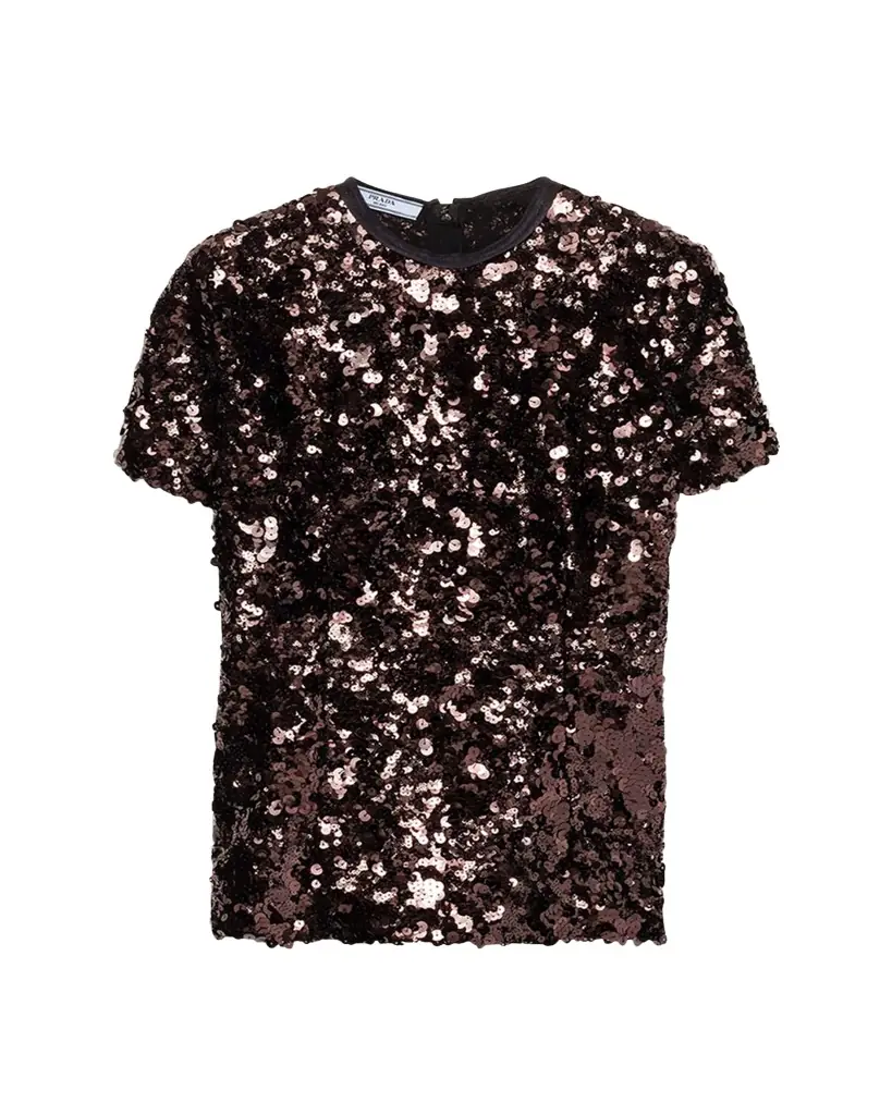 Prada Sequined Short-Sleeve Top