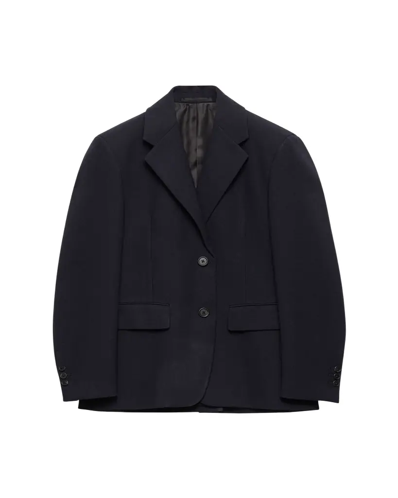 Prada Single-Breasted Rush Stitch Wool Blazer