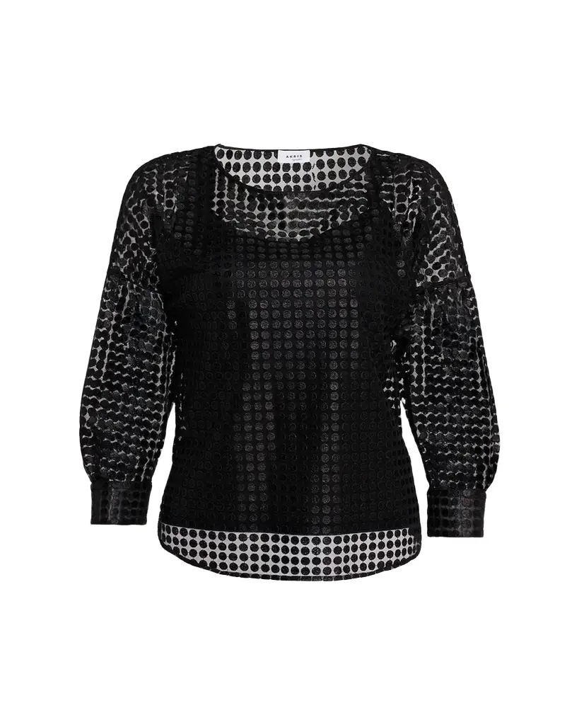Akris punto Metallic Dot Long-Sleeve Blouse