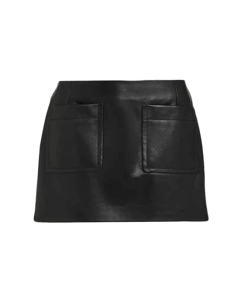 Bottega Veneta Patch Pocket Leather Mini Skirt