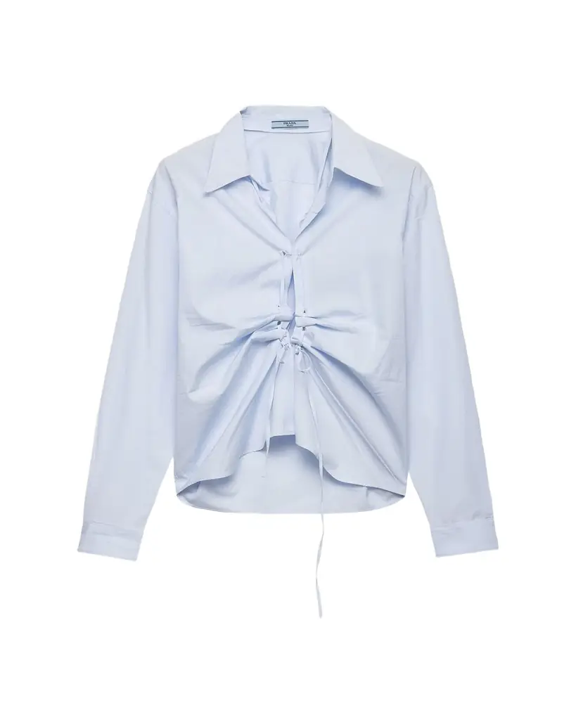 Prada Ruched Laced Collared Blouse