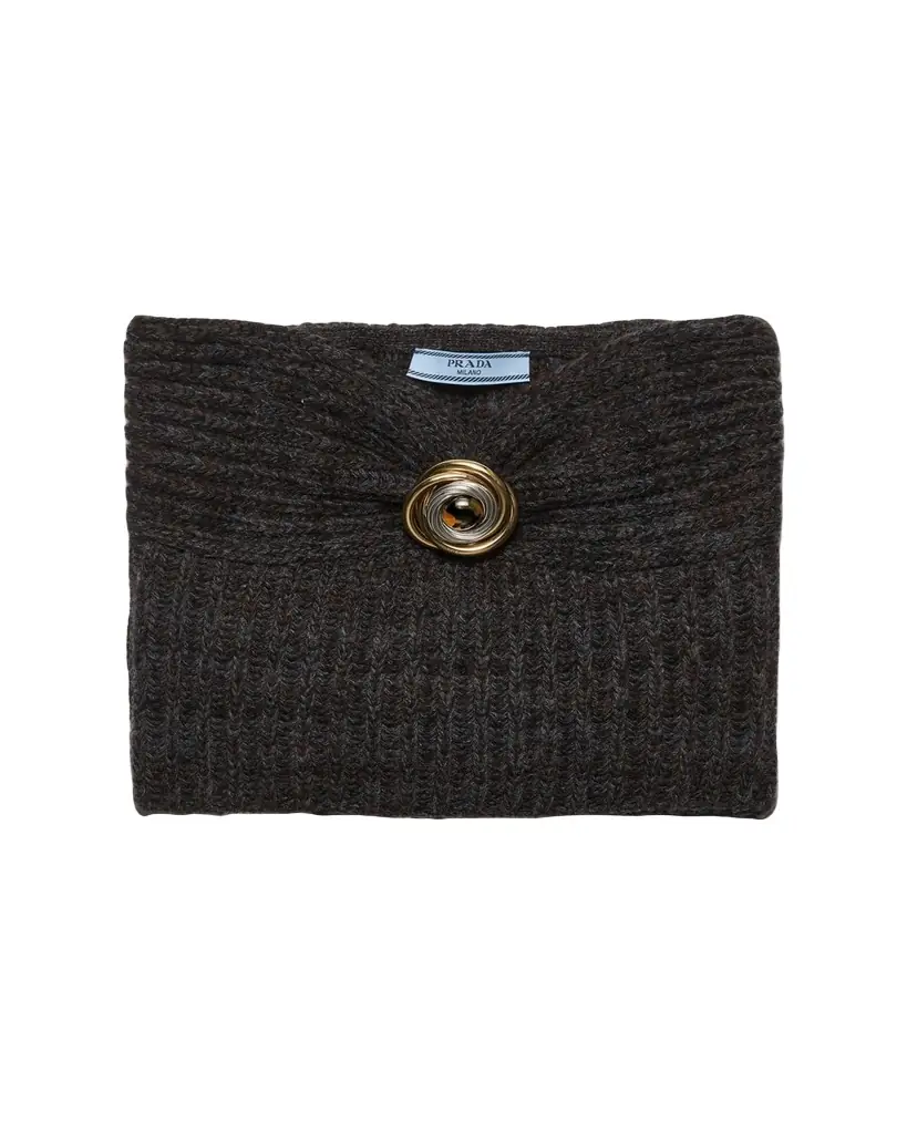 Prada Cashmere & Wool Bandeau Top with Brooch