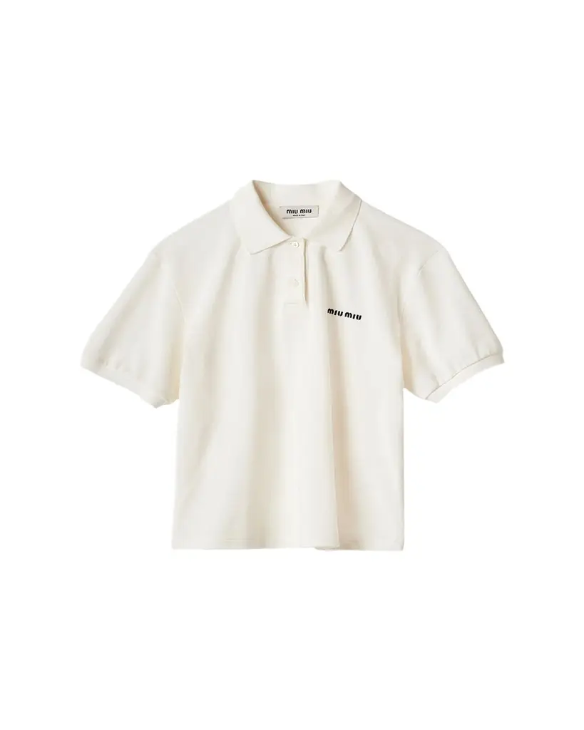 Miu Miu Short-Sleeve Cotton Piqué Polo Shirt
