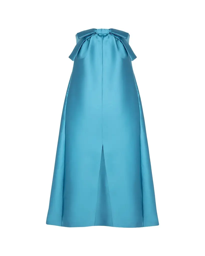 BERNADETTE Jacques Strapless Bow Overlay Satin Gown