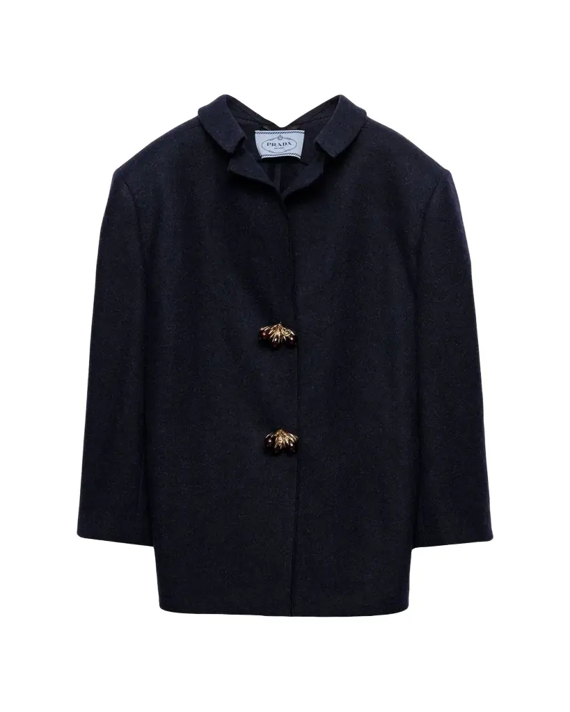 Prada Wool Jewel-Button Coat