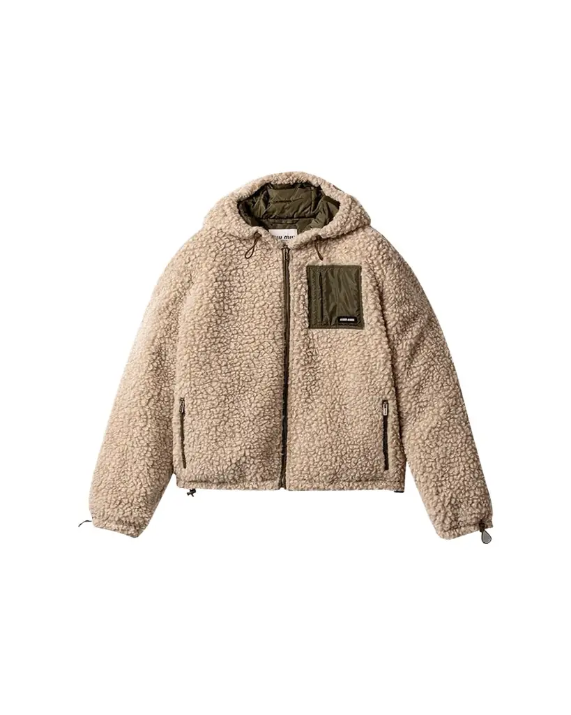 Miu Miu Fleece Hooded Puffer Jacket