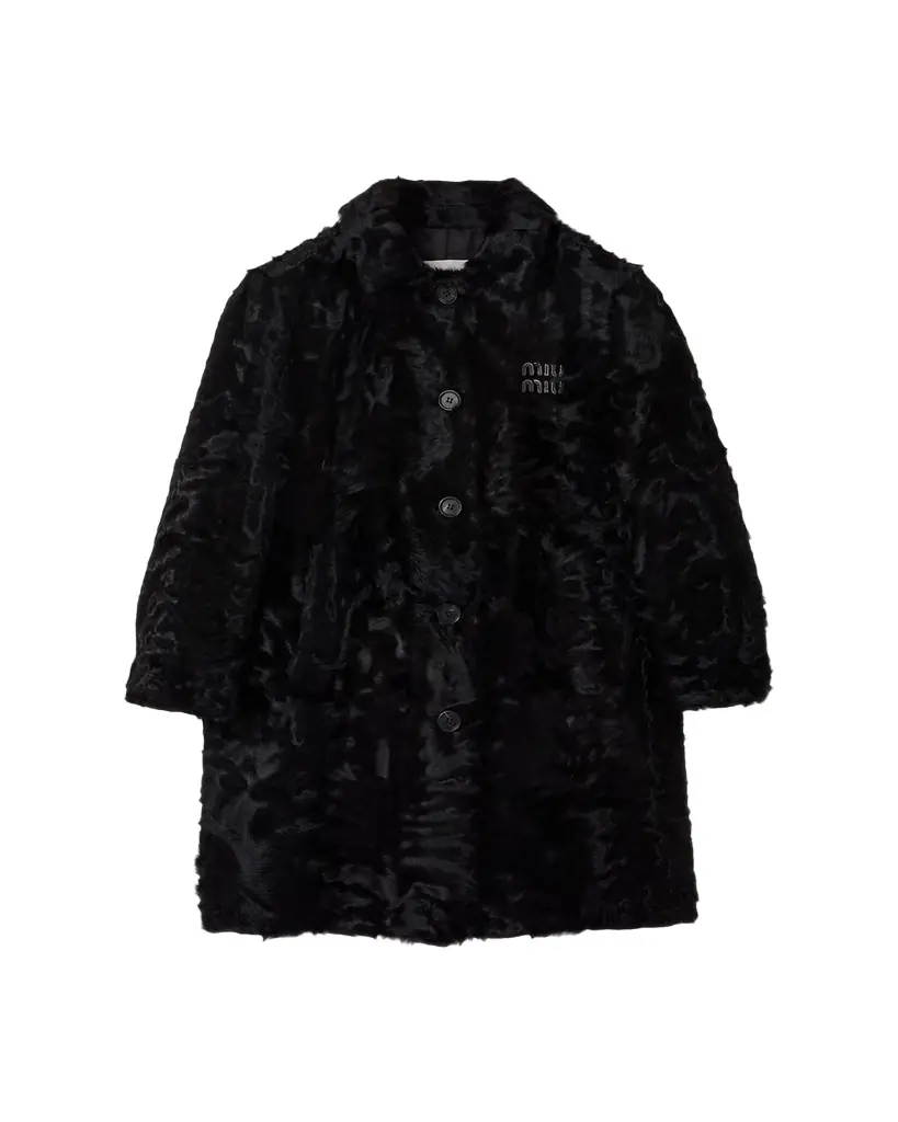 Miu Miu Curly Lamb Shearling Single-Breasted Jacket