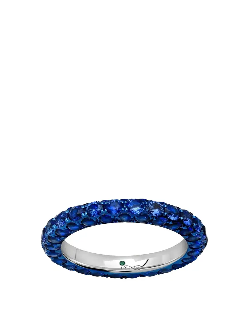 Graziela Gems Blue Rhodium Blue Sapphire 3-Sided Band Ring