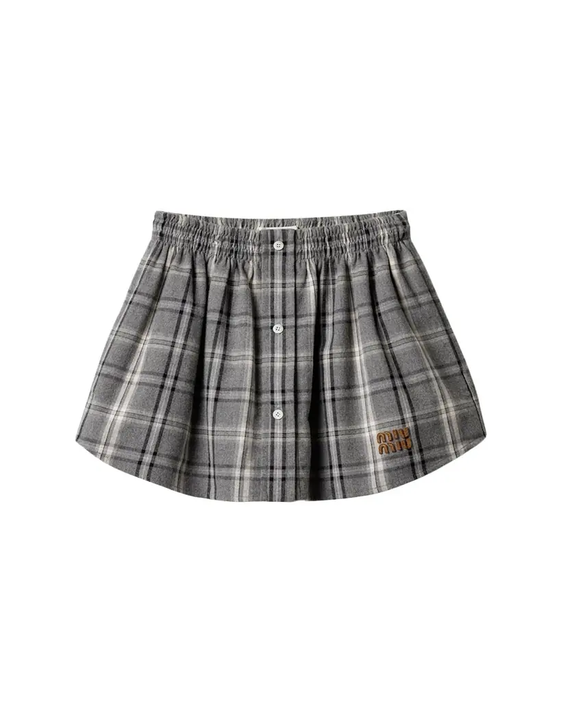 Miu Miu Check Button-Front Mini Skirt