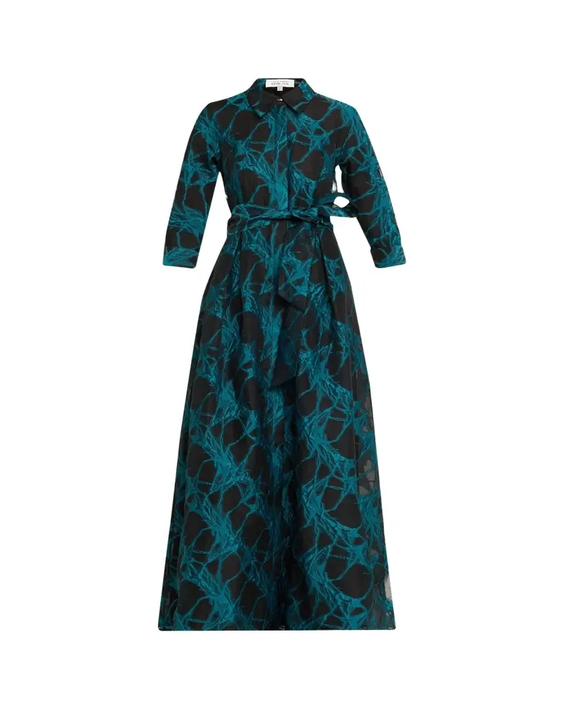 Rickie Freeman for Teri Jon A-Line Organza Jacquard Shirt Gown