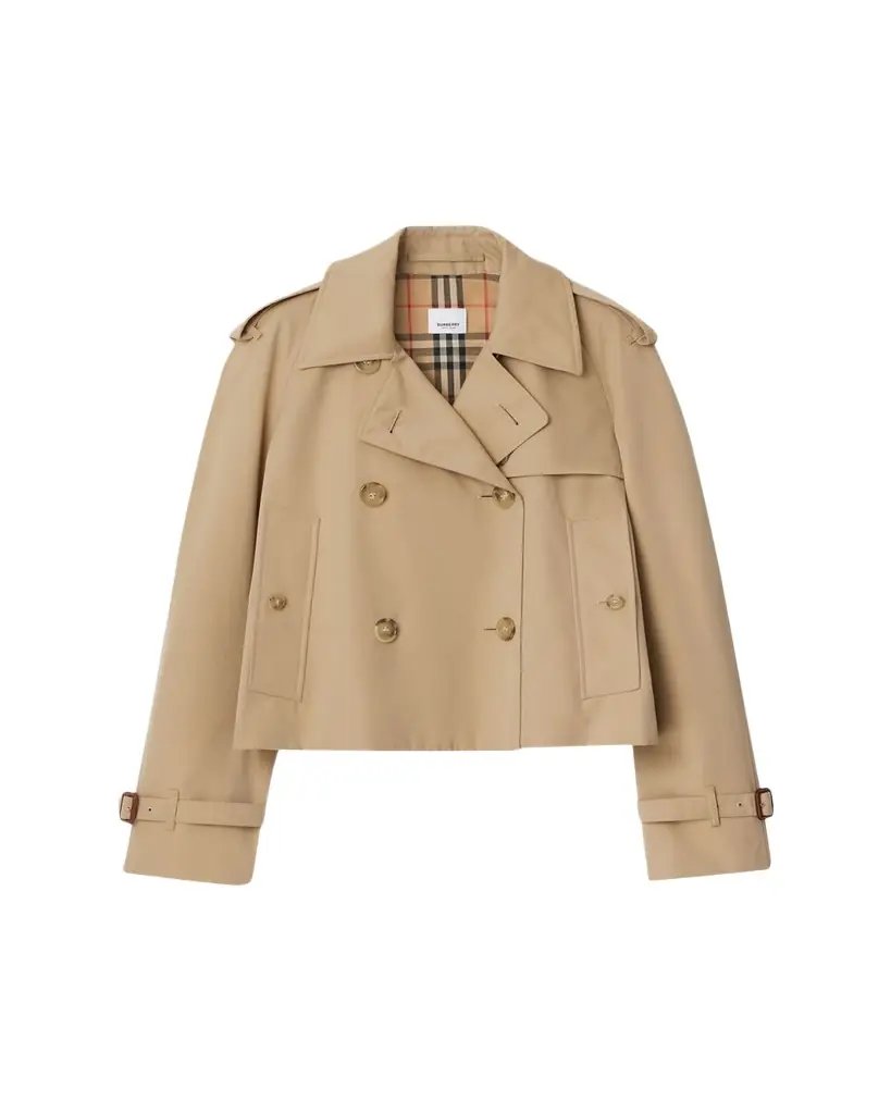 Burberry Haltye Cropped Gabardine Trench Jacket