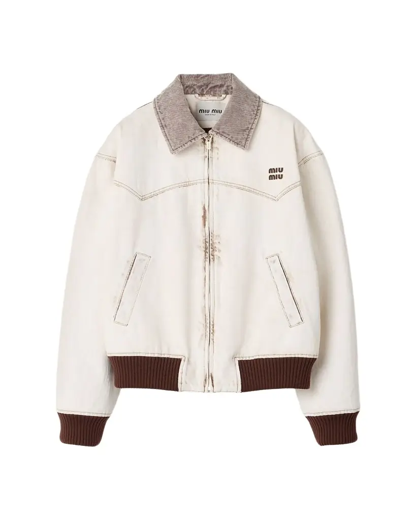 Miu Miu Corduroy-Collar Zip Western Jacket