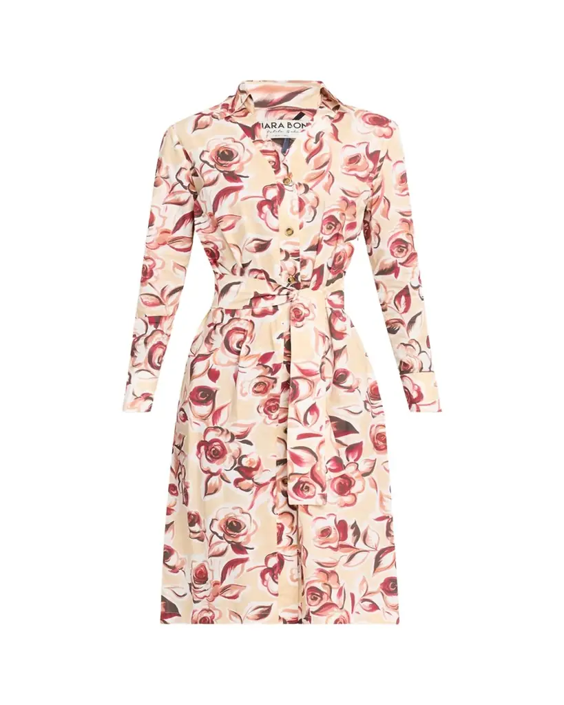 Chiara Boni La Petite Robe Belted Floral-Print Midi Shirtdress