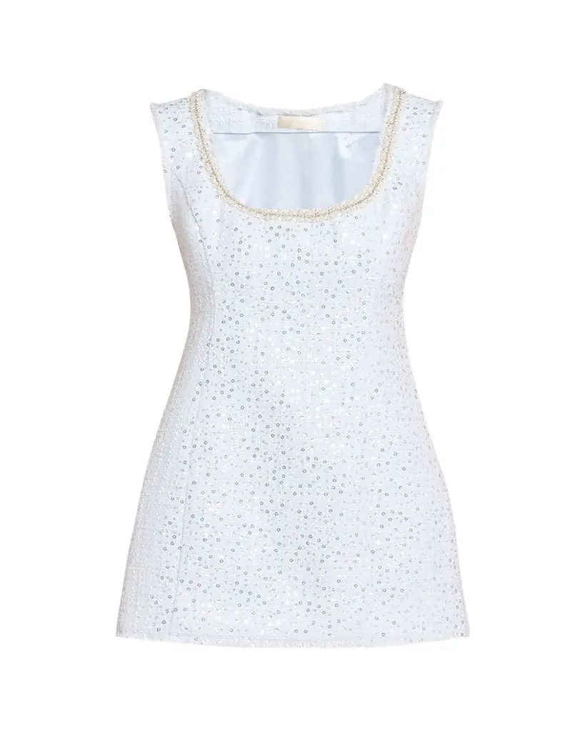 LoveShackFancy Adelaine Sequined Tweed Mini Dress
